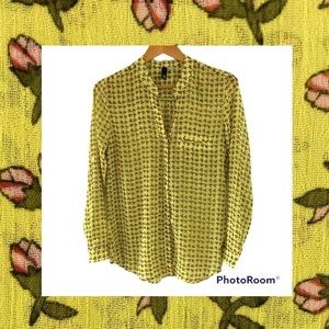 Kut from the KLOTH bright yellow button down shirt. Floral small roses print